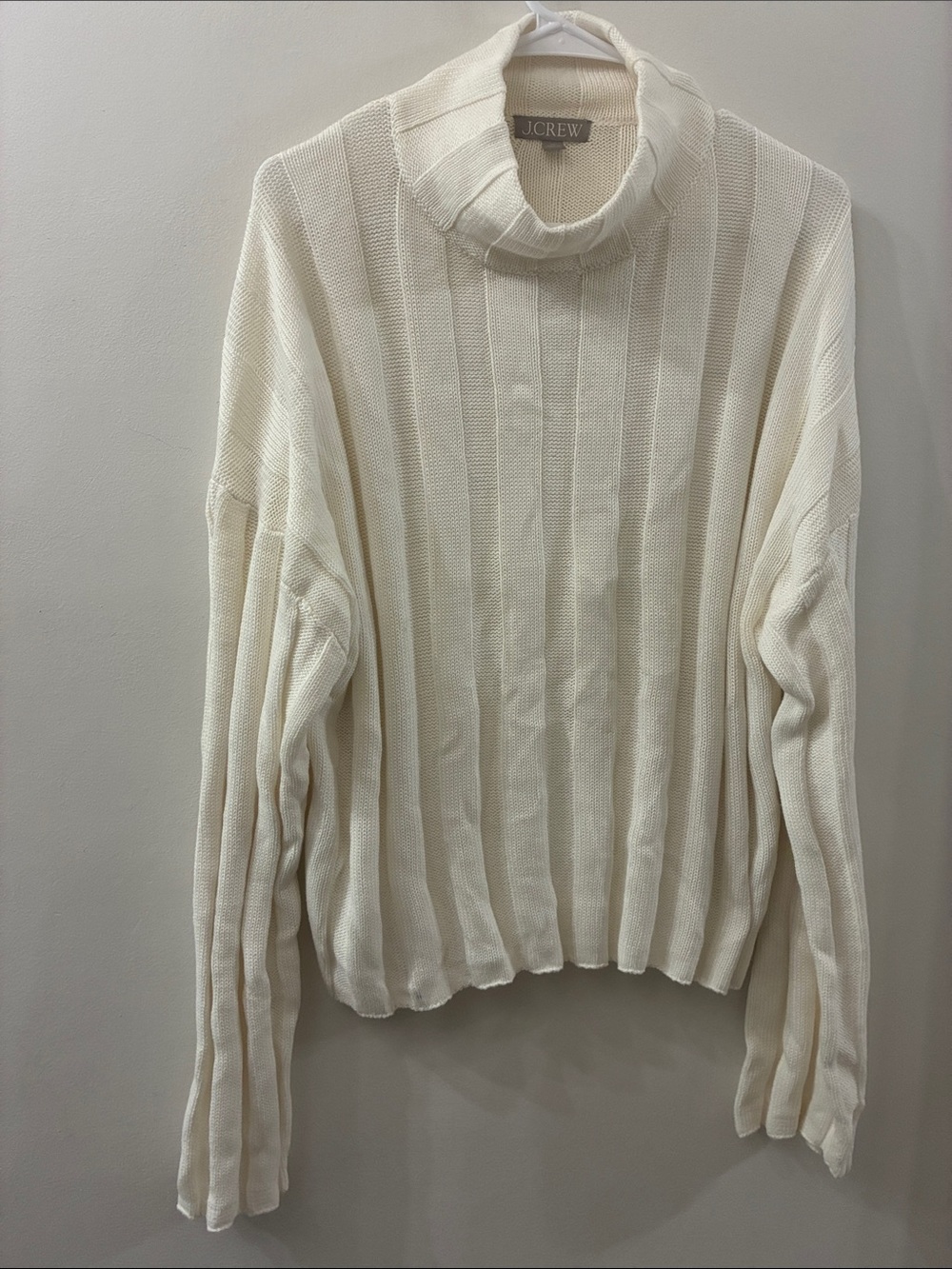 J. Crew Cream Turtleneck Ribbed Sweater - women’s XL - 100% cotton